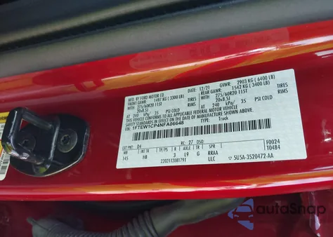 2022 Ford F-150 Lariat from USA, damaged, VIN 1FTEW1CP4NFA06648